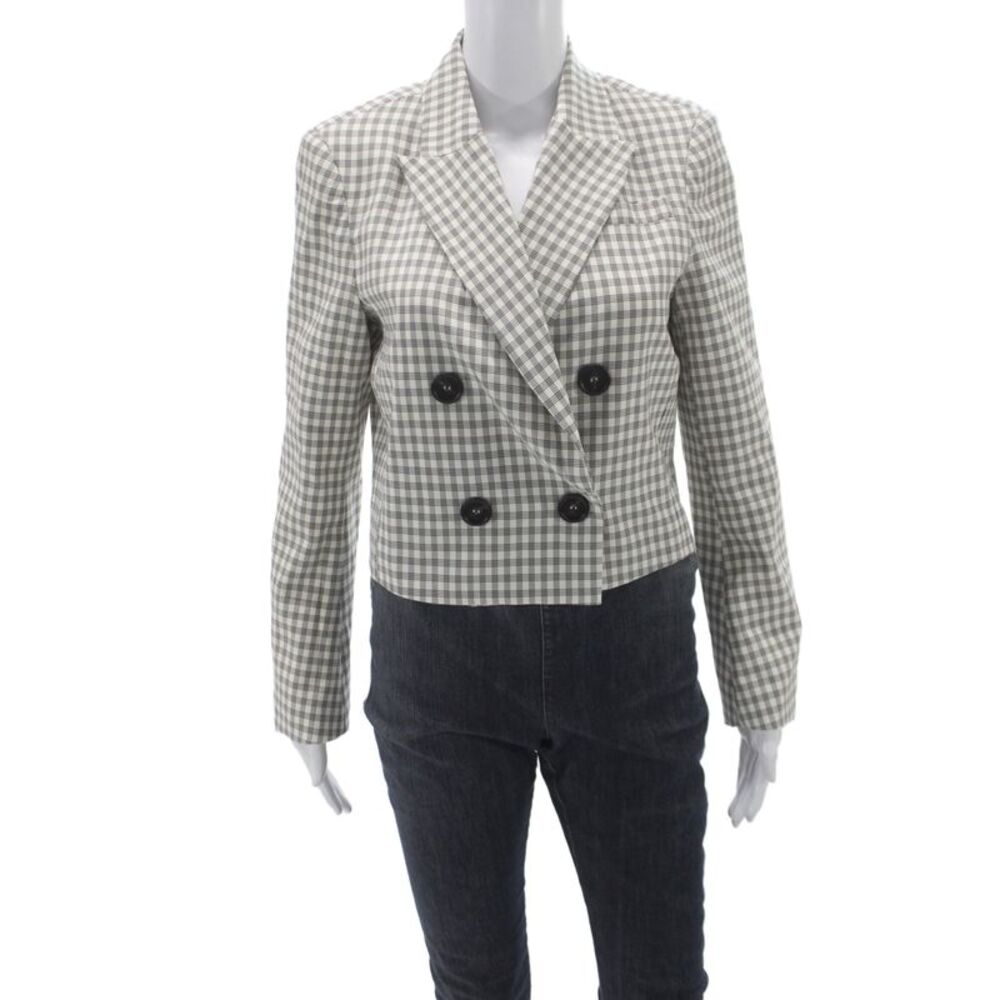 Lucy Paris Women Basic Jacket Gray Check Button Long Sleeve Size XS